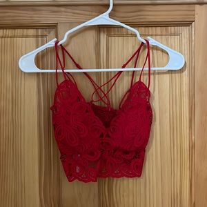 PINK Victorias Secret Fiery Red Lace Bralette